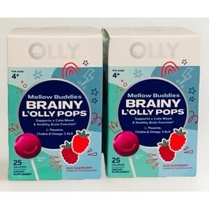 OLLY Brainy L'OLLY Pops Mellow Buddies Supports 4+Calm Mood Brain 25 Count Lot